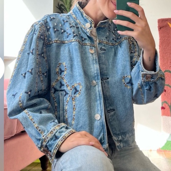 SANDRO - Denim Embellished Jacket - Picture 13 of 14